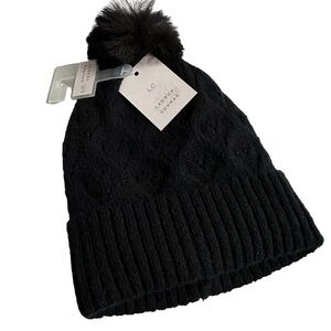 Womens LC Lauren Conrad Black Winter Hat with Pom